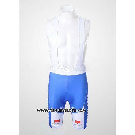 2011 Maillot Ciclismo Quick Step Floor Blanc et Azur Manches Courtes et Cuissard